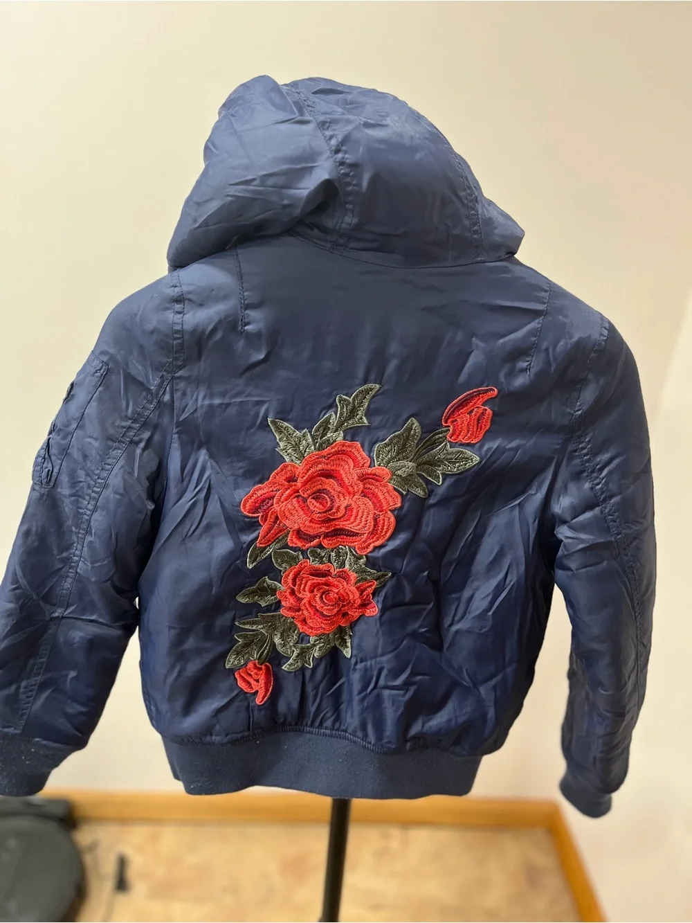 Vintage Havana Navy Hooded Puffer Jacket for Kids